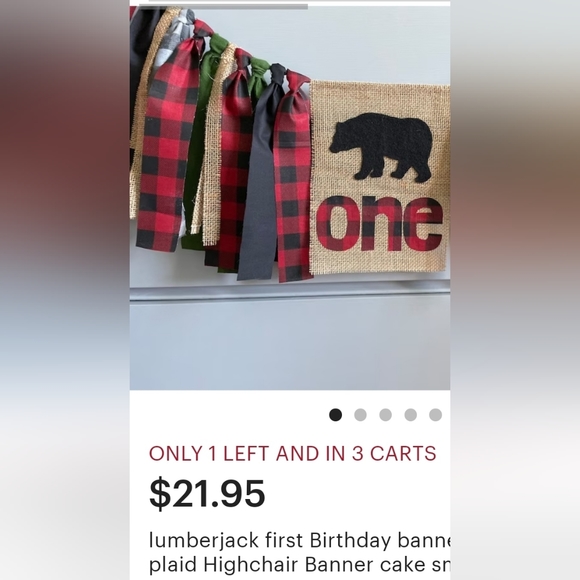 3Pcs Lumberjack 1st Birthday Party Hat Cake Topper Banner Buffalo Plaid Camping - Picture 2 of 7